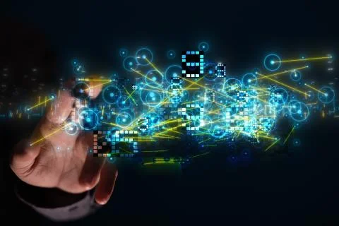 A Innovation futuristic digital data binary code background technology Stock Photos