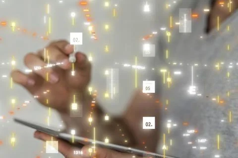 A Innovation futuristic digital data binary code background technology Stock Photos