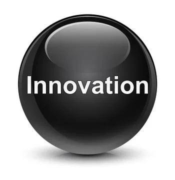 Innovation glassy black round button Stock Illustration