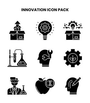 Innovation Glyph Bundle Icons Pack Stock Illustration