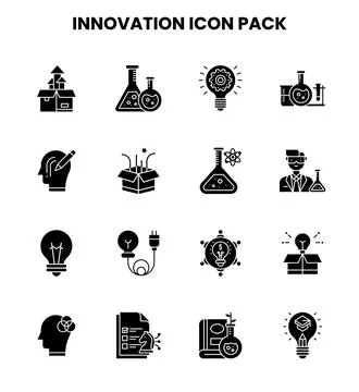 Innovation Glyph Bundle Icons Pack Stock Illustration