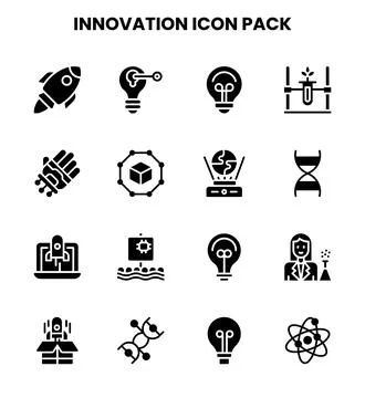 Innovation Glyph Vector Icons Pack Stock Illustration