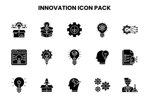 Innovation Glyph Vector Icons Pack 스톡 일러스트