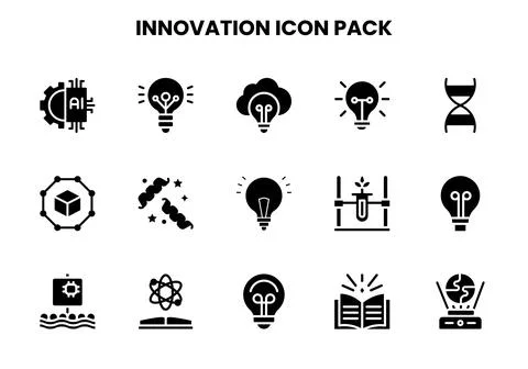 Innovation Glyph Vector Icons Pack 스톡 일러스트