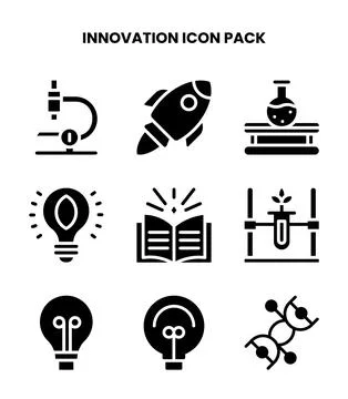 Innovation Glyph Vector Icons Pack Stock Illustration