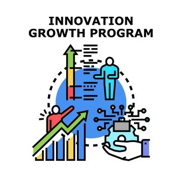 Innovation growth program developing business strategy and success Stock Illustration