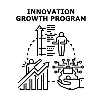 Innovation growth program developing business strategy and success Stock Illustration