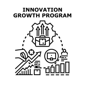 Innovation growth program developing business strategy Stock Illustration