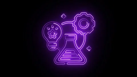 Innovation Icon Isolated on Black Background, Future Neon Line Motion Graph.. Video stock 324966569