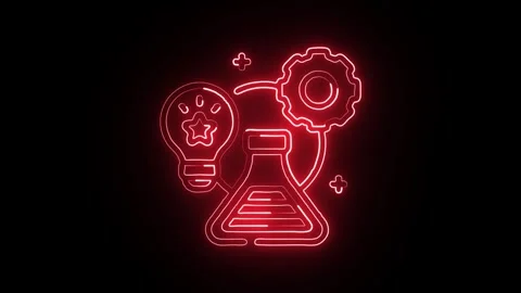 Innovation Icon Isolated on Black Background, Future Neon Line Motion Graph.. Stock Footage 325380191