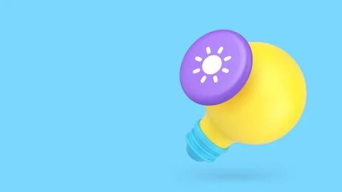 Innovation idea brainstorming solving imagination 3d icon banner copy space.. Stock Illustration