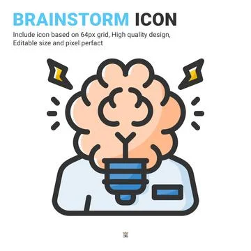 Innovation idea icon vector with outline color style isolated Illustrazione stock