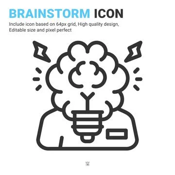 Innovation idea icon vector with outline style isolated on white background Illustrazione stock