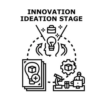Innovation ideation stage creating new strategic business ideas Stock Illustration
