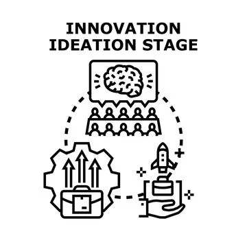 Innovation ideation stage generating new business solutions Stock Illustration