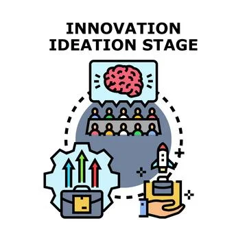Innovation ideation stage generating new business solutions Stock Illustration