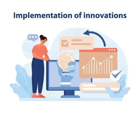 Innovation Implementation. A crisp vector illustration depicting a professional Stock Illustration