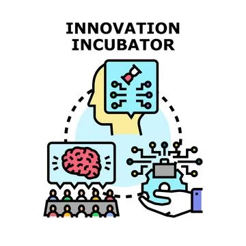 Innovation incubator developing business ideas and startup projects Stock Illustration