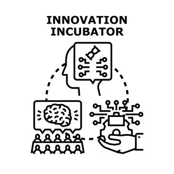 Innovation incubator developing business ideas and startup projects イラスト素材