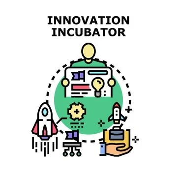 Innovation incubator developing creative business startup programs Stock Illustration