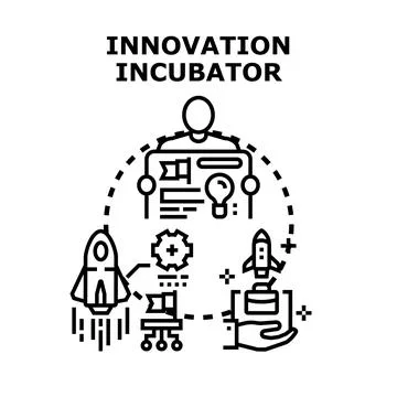 Innovation incubator developing creative business startup programs Stock Illustration