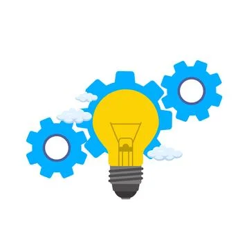 Innovation, invention and solution concept, light bulb with gear vector 3D .. Stock Illustration