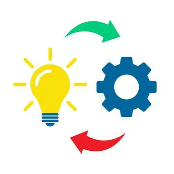 Innovation, invention and solution concept, light bulb with gear vector 3D .. Stock Illustration