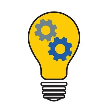 Innovation, invention and solution concept, light bulb with gear vector 3D .. Stock Illustration