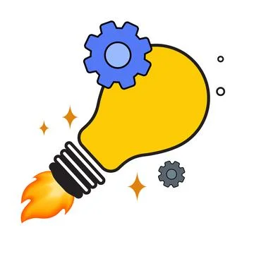 Innovation, invention and solution concept, light bulb with gear vector 3D .. Stock Illustration