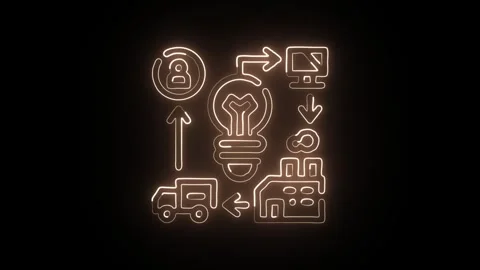Innovation Isolated on Black Background Neon Creative Progress Animation Stock Footage 329056674