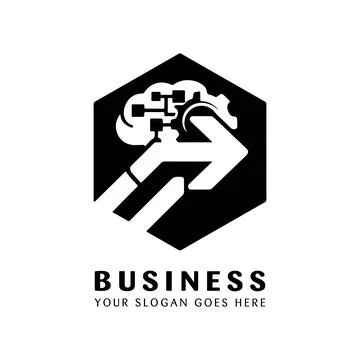 Innovation Lab Logo Design with Hexagon Brain and Arrow Stock Illustration