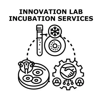 Innovation laboratory incubation services concept with science and business Stock Illustration