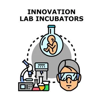 Innovation laboratory incubator concept vector icon illustrating research 스톡 일러스트