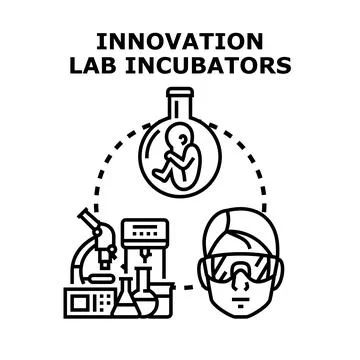 Innovation laboratory incubator concept vector icon illustrating research Stock Illustration