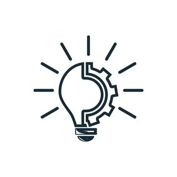 Innovation, Light Bulb and Cog Inside, Inspiration, Lamp, Light Bulb, Idea .. Stock Illustration