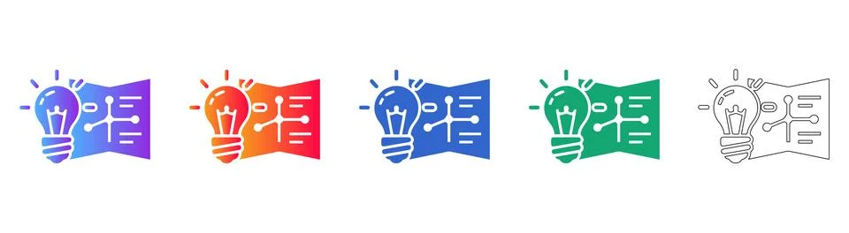 Innovation Lightbulb and Network Map Icons Stock Illustration