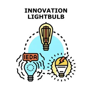 Innovation lightbulb concept creating business solution ideas Stock Illustration
