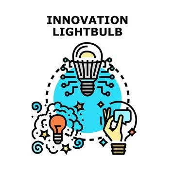 Innovation lightbulb concept creating future technology ideas Stock Illustration