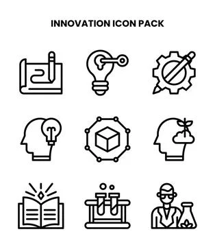 Innovation Line Bundle Icons Pack Illustrazione stock