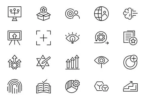 Innovation line icon set. Containing idea, invention, creativity, concept, .. Stock Illustration