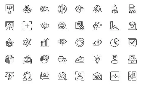 Innovation line icon set. Containing idea, invention, creativity, concept, .. Stock Illustration