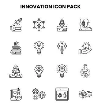 Innovation Line Set Icons Pack Stock Illustration