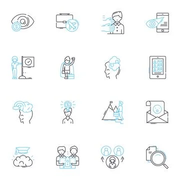 Innovation linear icons set. Creativity, Progress, Advancement, Novelty Ilustración de archivo