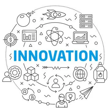 Innovation Linear illustration slide for the presentation Stock Illustration