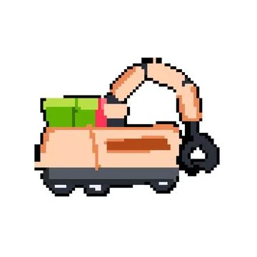 Innovation mini robot sorting trash pixel art vector illustration Stockillustratie