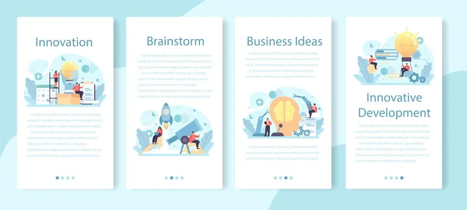 Innovation mobile application banner set. Idea of creative business solution Stock Illustration