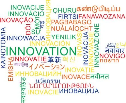 Innovation multilanguage wordcloud background concept Stock Illustration