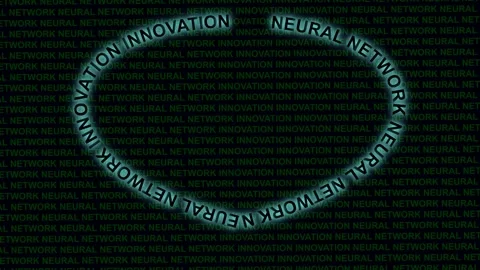 Innovation Neural Network Concept Glowing Green Text Dark Background Stockbeeldmateriaal 332695217