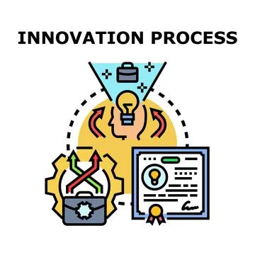 Innovation process developing new creative business ideas 스톡 일러스트