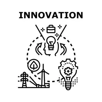 Innovation process developing new ideas and solutions Stock Illustration